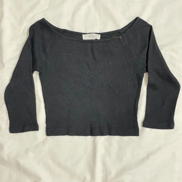 Forever 21 Tops - Forever 21 Black - off shoulder ribbed top